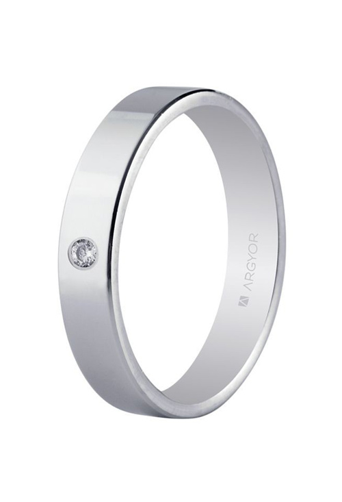 Alianza con diamante en oro blanco 18K 554B1002