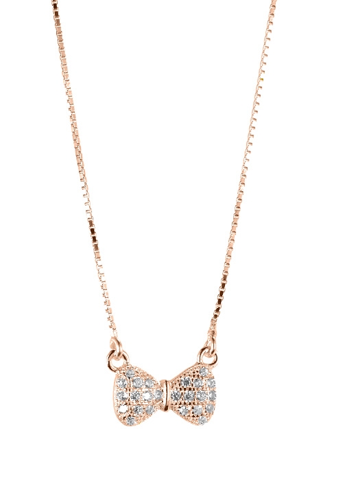 Gargantilla en plata, figura de lazo con circonitas. Modelo Obadele de Luxenter PH003R00