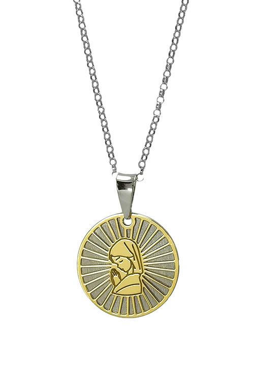 Gargantilla plata medalla religiosa Virgen Niña regalos para comuniones al mejor precio