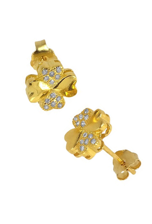 Pendientes de plata en forma de tr&eacute;bol con circonitas. Modelo Hatua de Luxenter. EH062Y00