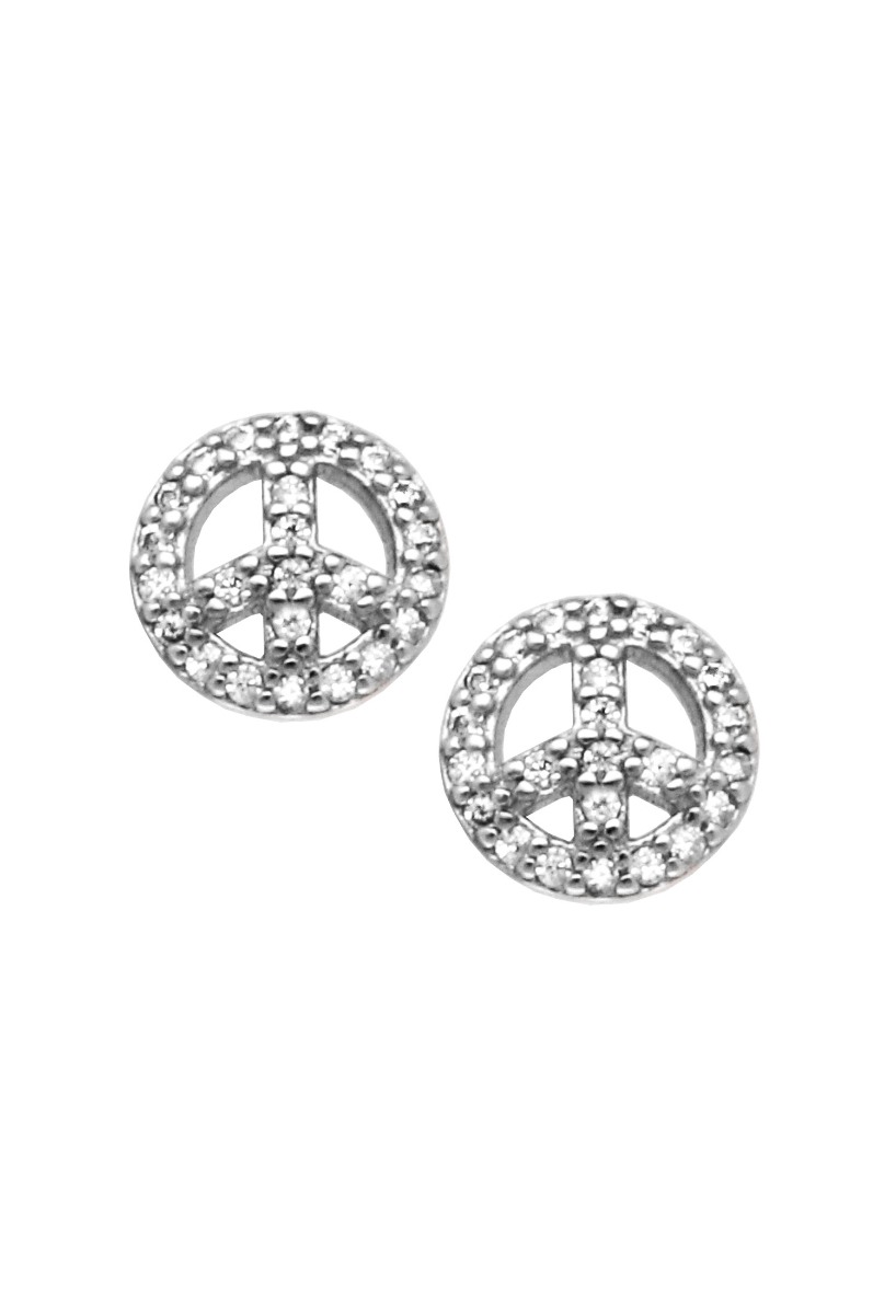 Aretes de plata con el s&iacute;mbolo hippy de la paz. Modelo Omarosa de Luxenter 218_EH07900