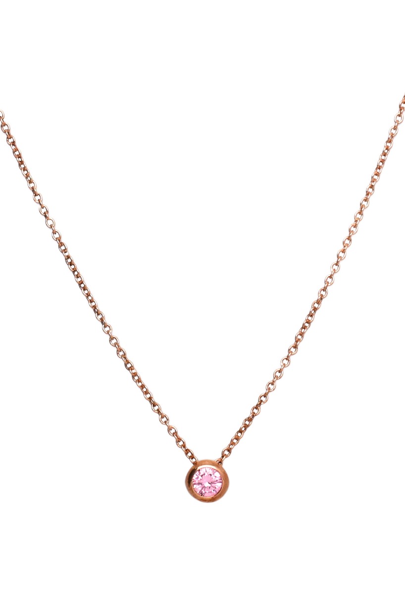 gargantilla plata chapada en color rosa con circonita rosa vista frontal 248_C8I9085-R-R-40
