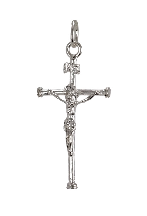 Cruz con Cristo en plata. 240_CCT-2 crucifijo relieve joyas religiosas unisex venta online a precios baratos