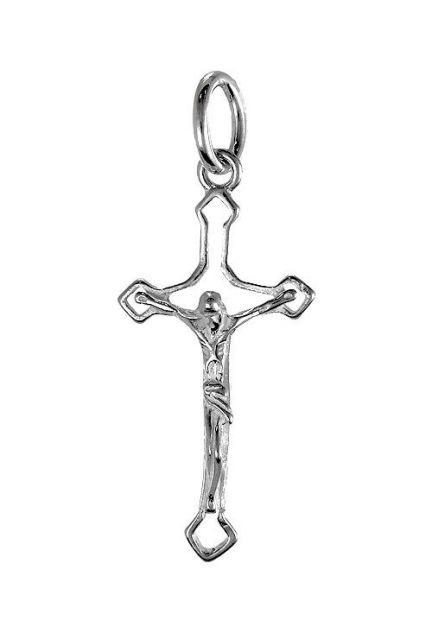 Crucifijo de plata, cruz calada con asa redonda -especial para comunion- 240_CCT-1 joyas para niños a precios baratos