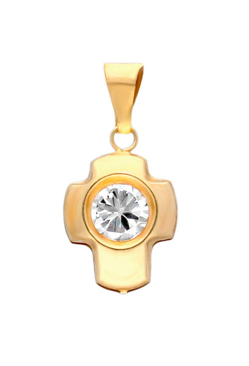 Cruz oro amarillo 18 ktes con circonita Rcia - foto 1 - rfcia.019_X17968