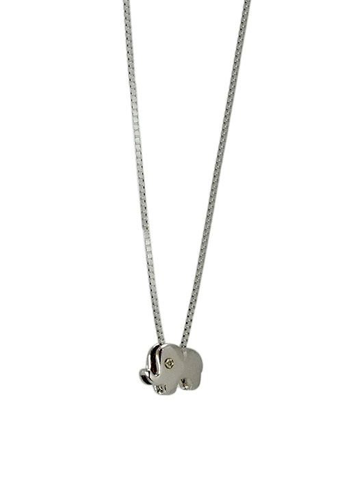 Gargantilla oro blanco motivo elefante 083_001 amuleto suerte a precios baratos