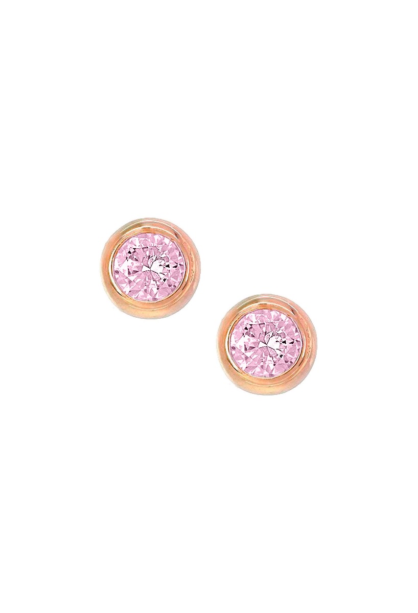 pendientes de plata tipo chaton con circonita rosa vista frontal precio ocasion joyeria online 248_C8I9083-R-R