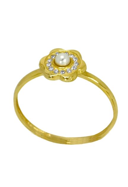 Pendientes y sortija a juego en oro de ley perlas y circonita 085_13770-1