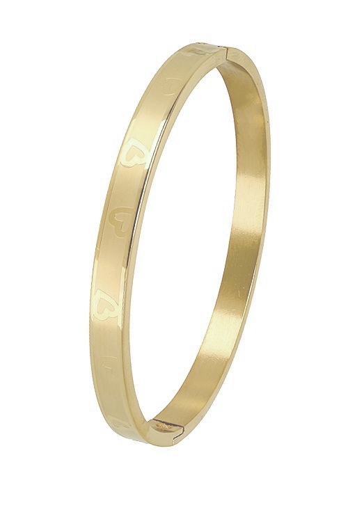 Pulsera de acero chapado en dorado con Corazones, especial para enamorados a precios baratos 276_A2143-A