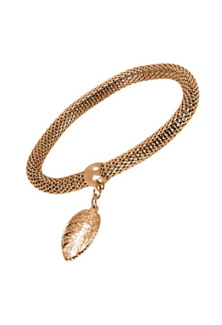 Pulsera para mujer en acero chapado en oro rosa con adorno en forma de hoja a precios baratos 276_A2071-R