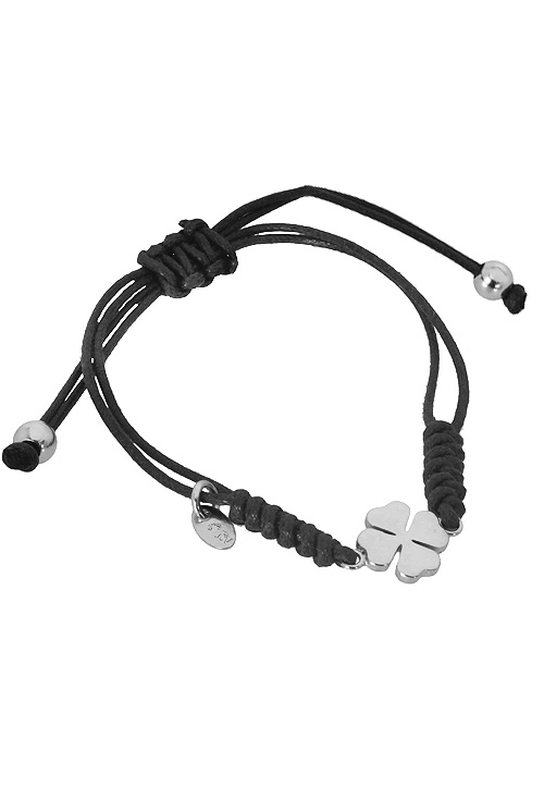 pulsera cuero y plata motivo trebol 266-043291-1-1