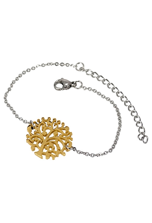 Pulsera en acero chapado en oro árbol de la vida 276_A2103