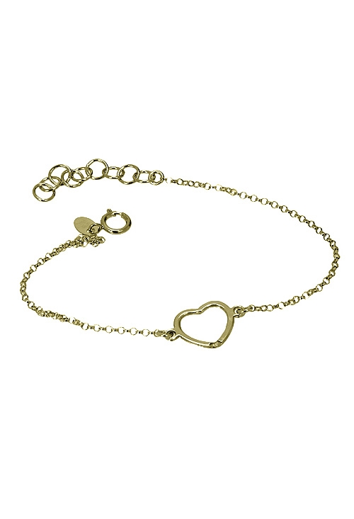 pulsera plata chapada color amarillo motivo corazón 266-042750-2-1