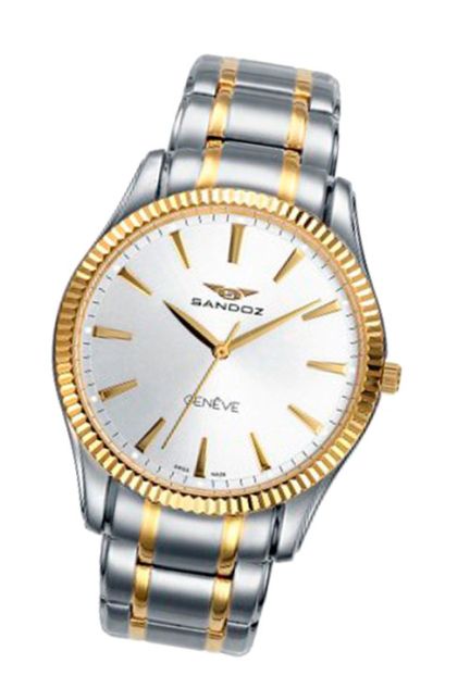 reloj sandoz extraplano cadena y caja de acero con detalles chapados precio especialj oyeria online 150_81357-90
