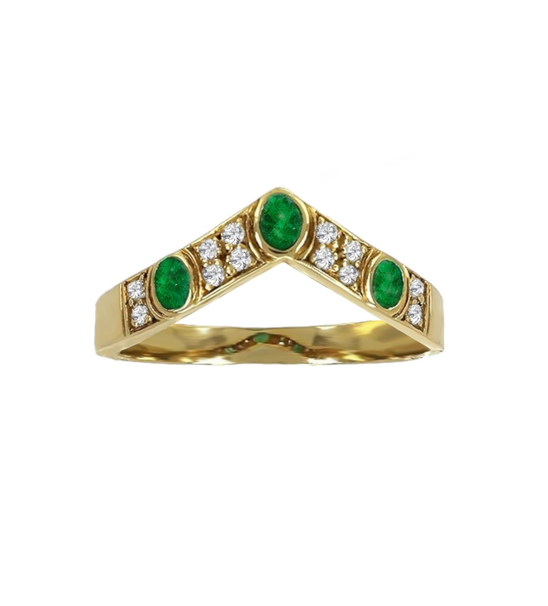 anillo mujer oro amarillo 18 ktes con esmeraldas y diamantes vista frontal 038_LO-006-16MY02