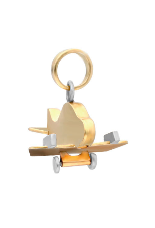 colgante 3D oro bicolor 18 kilates avion foto frontal 115_015_01