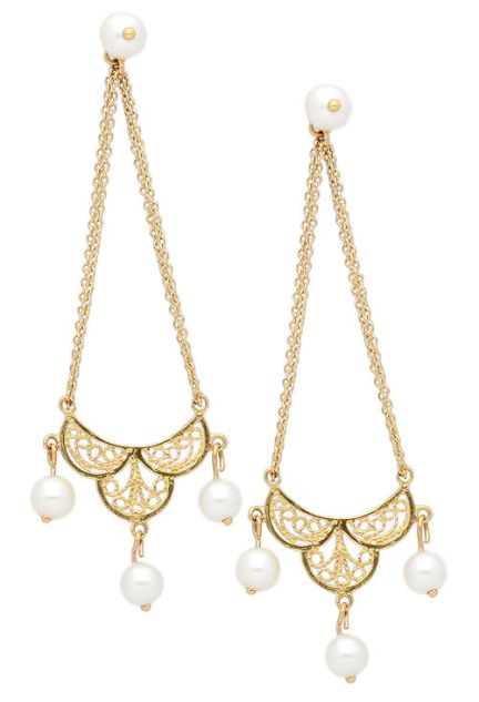 pendientes para novia largos oro amarillo 18 kilates y perlas cultivadas foto frontal 007_10724-P