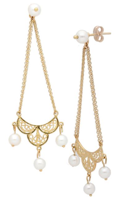 pendientes para novia largos oro amarillo 18 kilates y perlas cultivadas foto lateral 007_10724-P_01