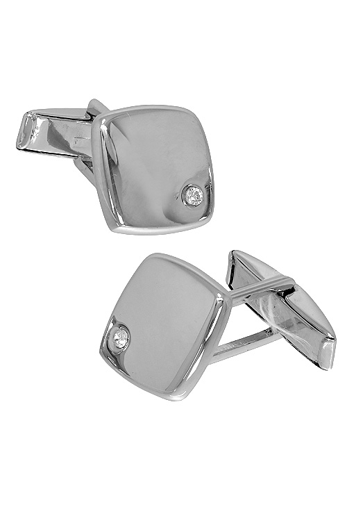 Gemelos camisa plata y circonita. 268_GP202-31 foto lateral