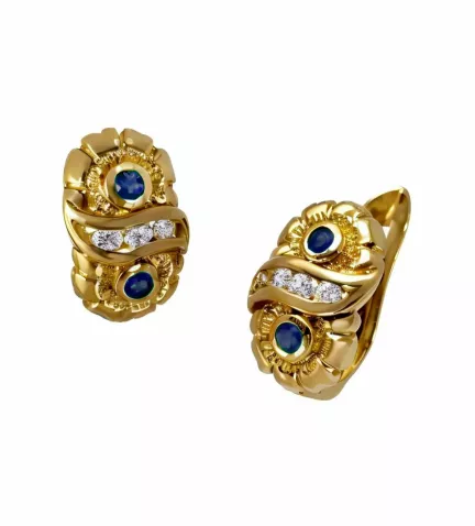 pendientes de oro con zafiros