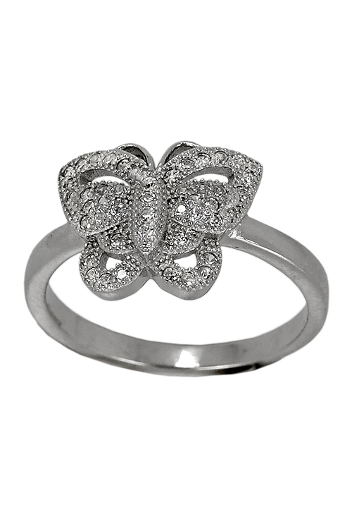 Sortija plata de ley y circonitas forma mariposa - foto 1 - rfcia.037_E14-051