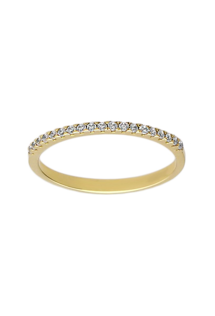 anillo media alianza oro amarillo 18k con circonitas foto frontal
