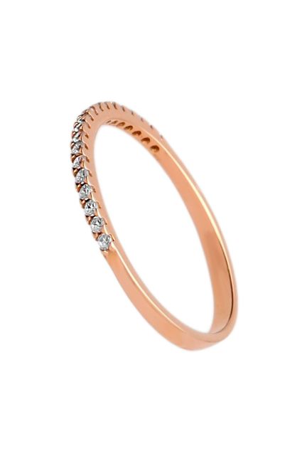 anillo oro rosa con circonitas media alianza fotografía toma de lado