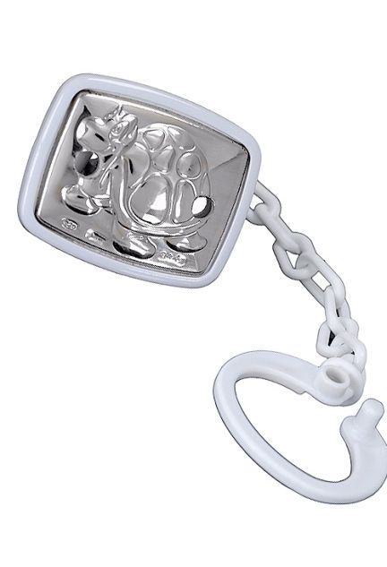 Pinzas chupete en plata de ley, chupetero en forma de tortuga para bebe a precios baratos 088_005116-B