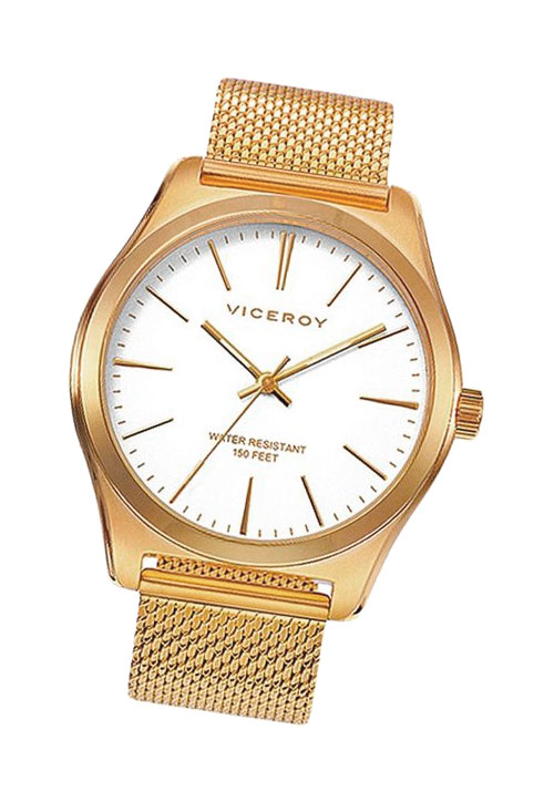 reloj hombre viceroy caja y brazalete chapadao oro amarillo foto frontal 023_40513-09