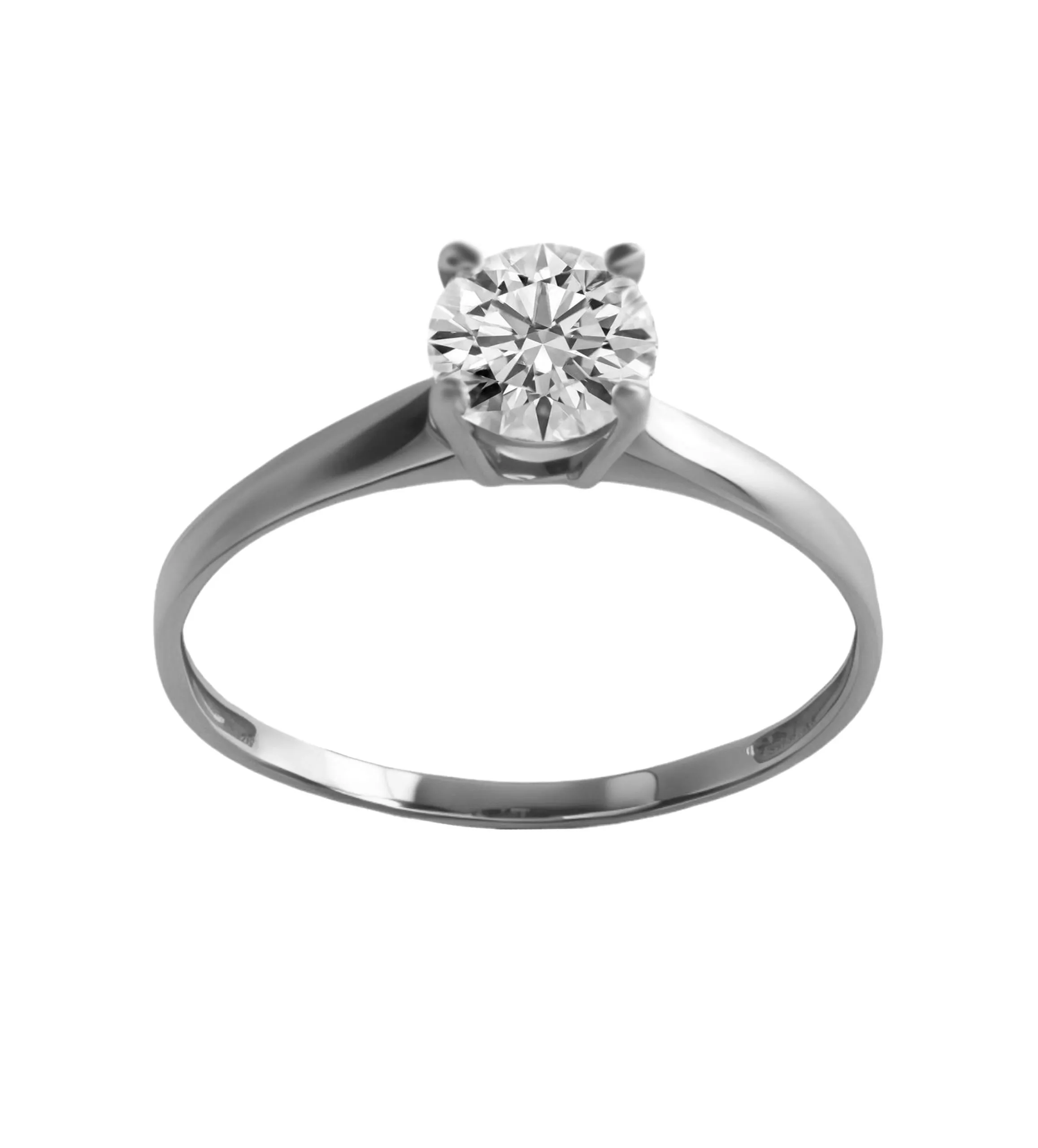 anillo solitario oro blanco con circon