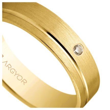 Alianza de oro amarillo con diamante en oro 18 kilates. mate y brillo - foto 04 - Argyor rfcia.5150316D