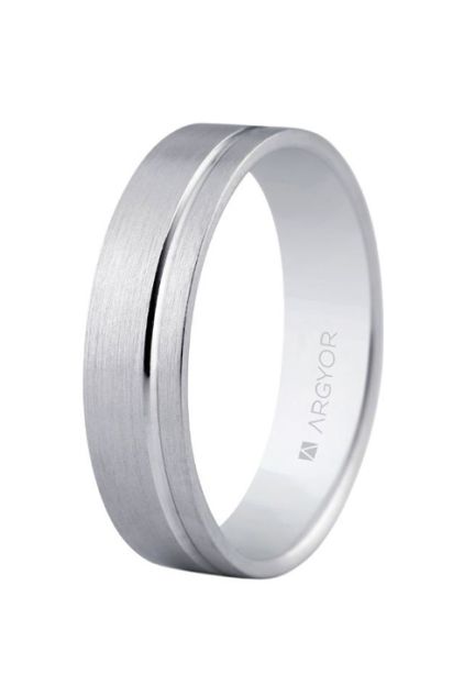 Alianza de plata 5 mm. matizada con ranura brillo - foto 1 - rfcia.045_5750316