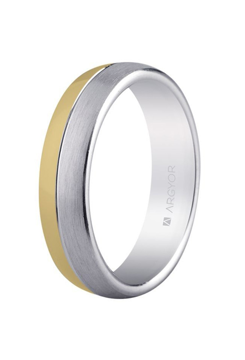 Alianza boda en plata bicolor, bandas mate-brillo, 5mm 5750029D1
