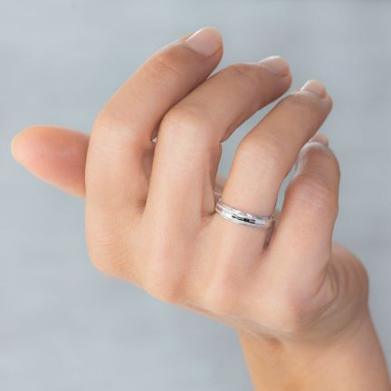 Alianza boda media cana 4 mm. plata facetada - foto 04 - rfcia 045_5740115