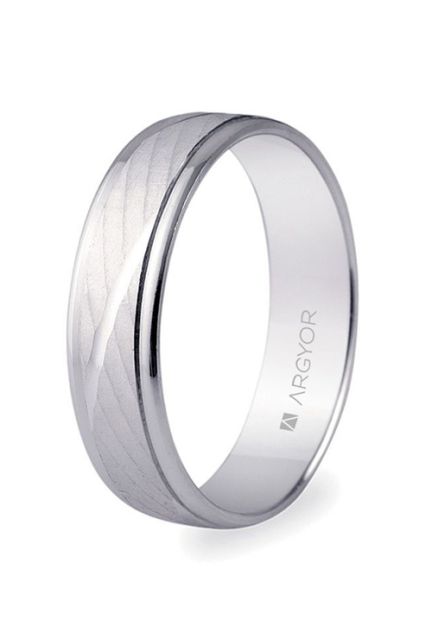 Alianza en oro 18 Ktes blanco media caña 5mm, estriada Argyor 5B50329