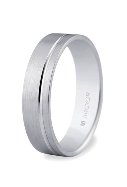 Alianza oro blanco 18 Ktes matizado con rebaje, 5mm de grosor, Argyor 5B50316