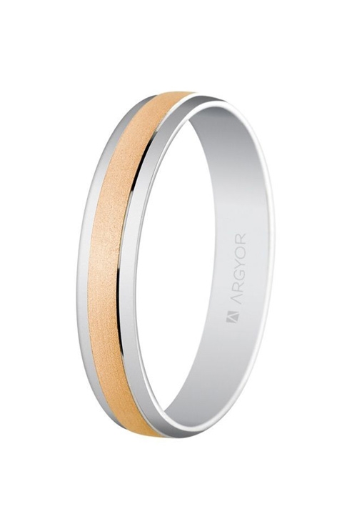 Alianza oro bicolor 18K 4mm. mate y brillo - foto 1 - rfcia. 5C40044