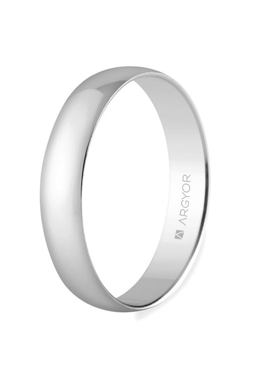 Alianza de oro blanco 18 Ktes media caña 4mm, brillo 5B403