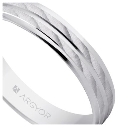 Alianza de plata plana con ranuras y biseles. 4 mm. plata rodinada - foto 04 - rfcia 5740340