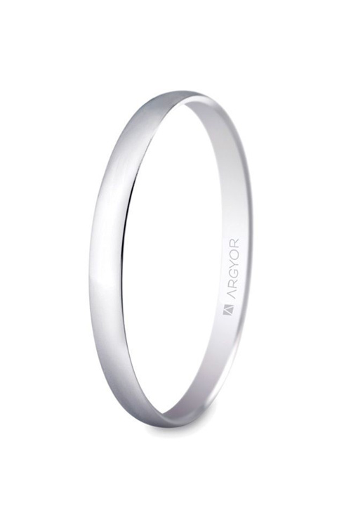 Alianza de oro blanco brillo 2mm, media caña, Argyor 5B201