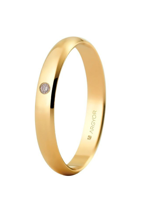 Alianza de oro para boda media cana oro 1a ley 18 Kilates y diamante - foto 1 - Argyor rfcia. 50305D