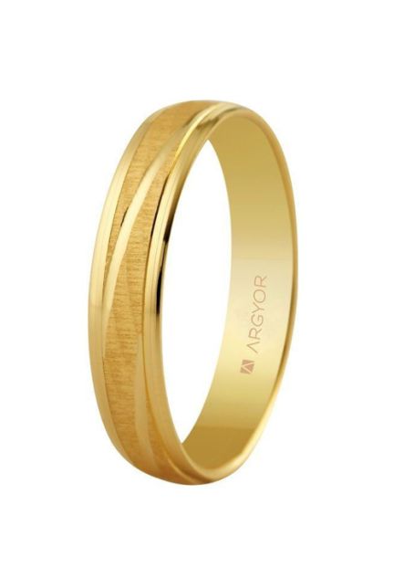 Alianza de oro amarillo 18 kilates. 4 mm. estriada con diagonales - foto 1 - Argyor rfcia.5140329