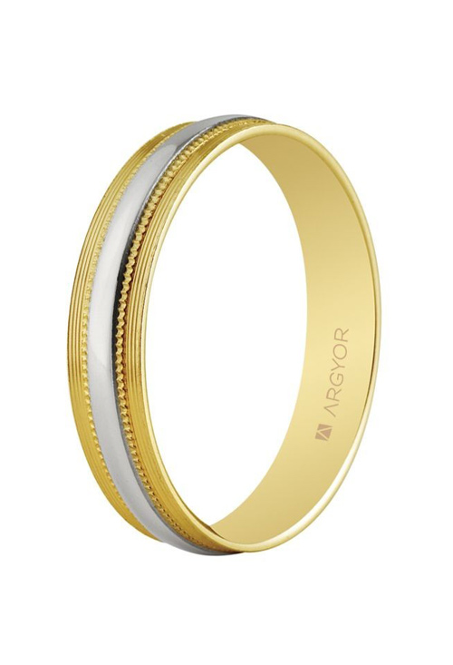 Alianza de oro bicolor 18 kilates. 4 mm. labrada - foto 1 - rfcia.045_5240101