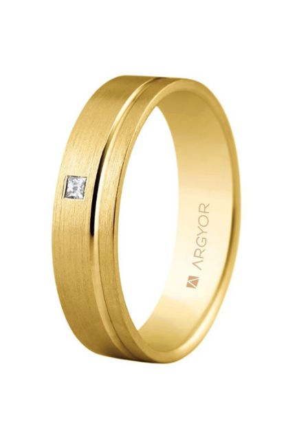 Alianza oro con diamante en oro 18 kilates. mate y brillo - foto 1 - Argyor rfcia.5150316P