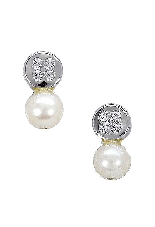 Pendientes niña oro blanco 18K circonitas y perlas - foto 1 - rfcia.234_2630-PB
