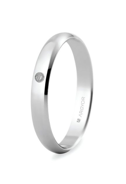 Alianza oro blanco 18 ktes con diamante, 3mm, Argyor 5B305D