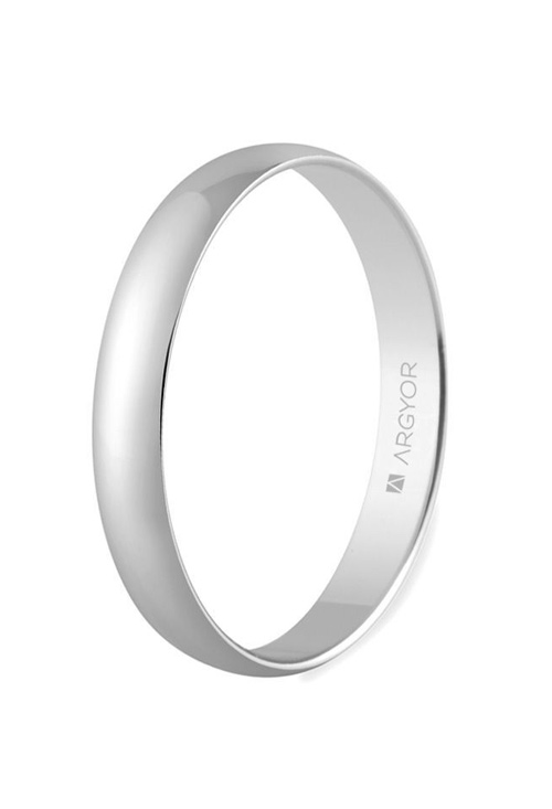 Alianza de oro blanco 9K 3mm, media caña en oro blanco 9K, brillo. 9K5B302