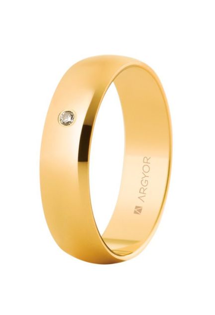 Alianza de oro 9 ktes y diamante. brazo 5 mm. brillo - foto 1 - Argyor rfcia.9K50505D