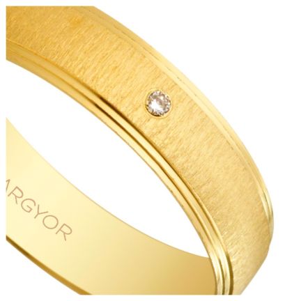 Alianza de oro amarillo 18K con diamante. texturizada - foto 04 - Argyor rfcia.55501466