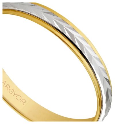 Alianza de oro bicolor 9 kilates. brazo 3mm. espiga brillo - foto 04 - rfcia 9K5230283